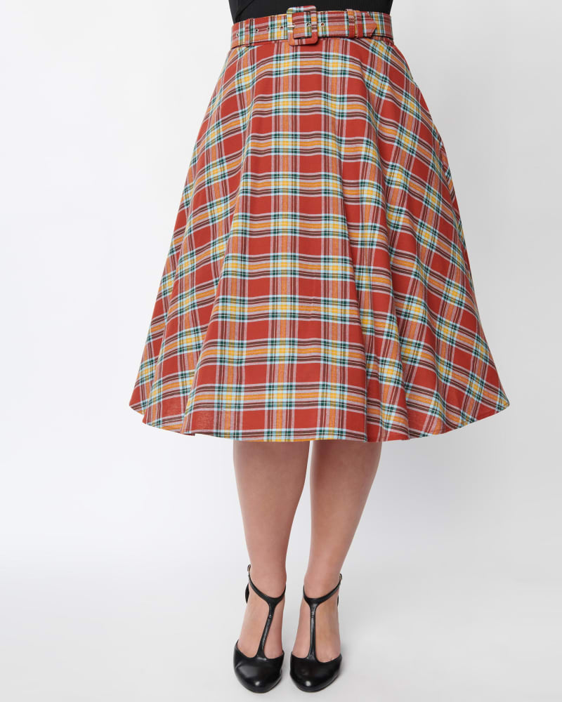 50s red plaid skirt hotsell